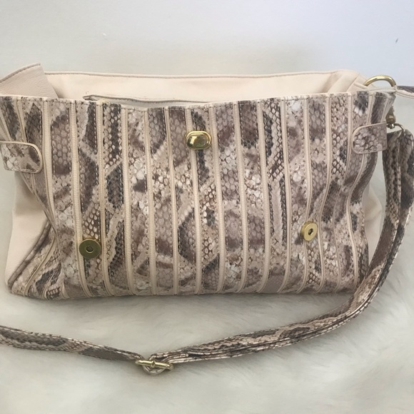 Snake Print Satchel Bag with Adjustable Shoulder - Picture 8 of 8